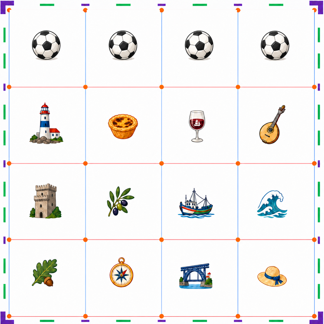 Portugal football partial validated 4x4 icon sheet