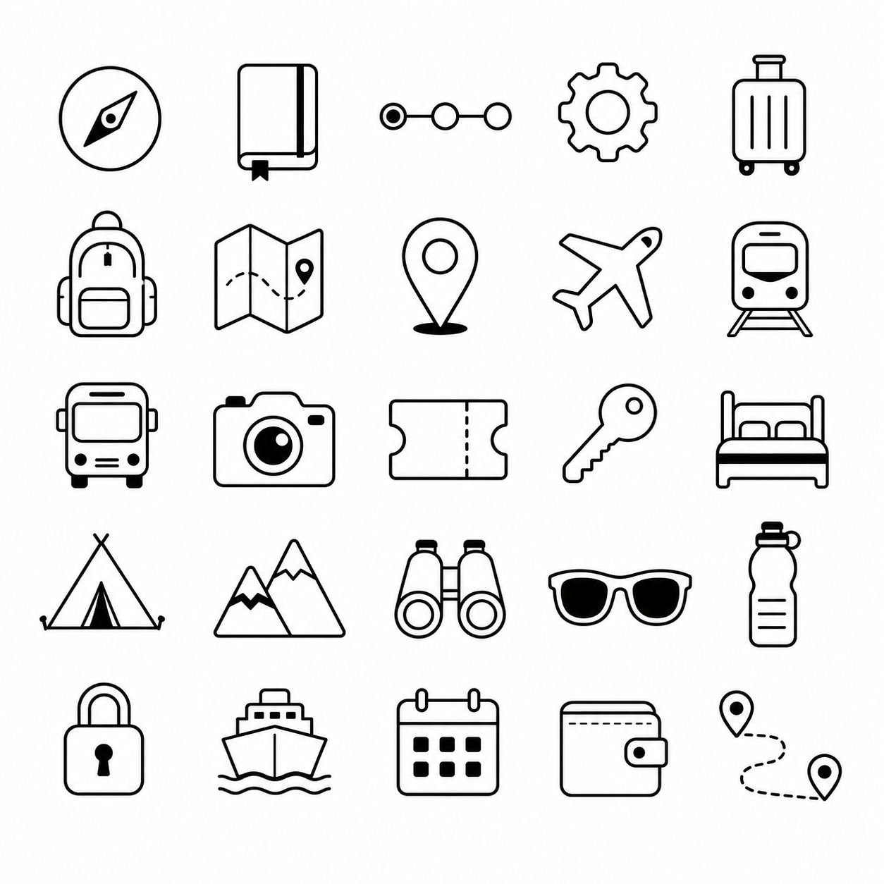 Travel black-and-white styleboard 04 premium travel icons